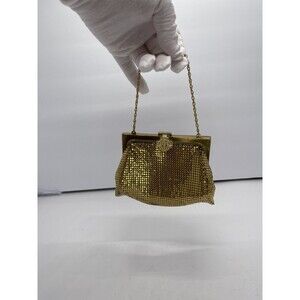 Vintage Whiting & Davis Gold tone Clutch Purse Sequin Mesh Crystals retro bag